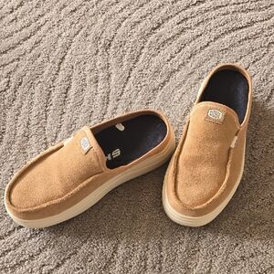 Hey Dude Tan Suede Slip-On Loafers